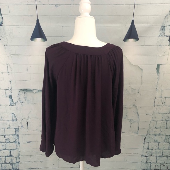 Expree Blouse Long Sleeve Plum Size S - Picture 3 of 4